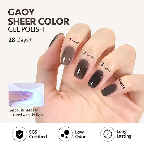 GAOY Jelly Nude Black Gel Nail Polish 16ml Soak Off UV Light Cure for Nail Art (Black, Clear, Transparent) - Long-Lasting Sheer Translucent