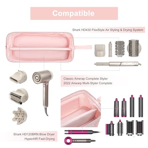 Leudes Travel Bag for Shark FlexStyle & Airwrap Hair Dryer Pink 467.17 cu in