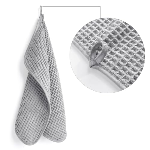 POLYTE 430 GSM Microfiber Waffle Washcloths, 13x13 Inch - 4 Pack