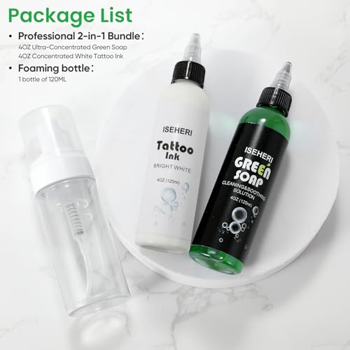 Iseheri Professional Tattoo Ink & Green Soap Bundle - 4oz Artist Set