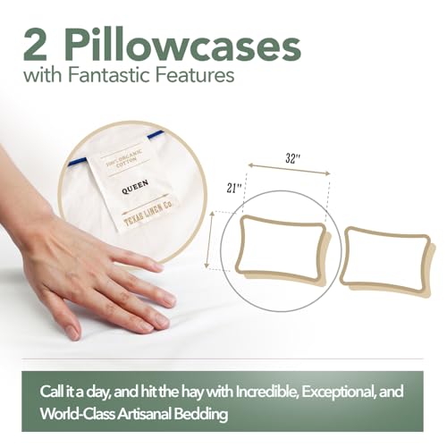 Organic Cotton Pillow Cases Set of 2 - Cooling Percale Weave, Dark Grey