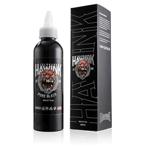 Hawink Vegan Black Tattoo Ink 6.7oz (200ml) Professional Pigment, USA Standard, Pure Black TI963