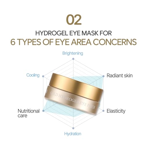 Petitfee 24K Gold Hydrogel Eye Patches 60 Sheets - Moisturizing & Brightening