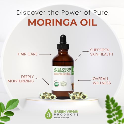 Green Virgin Products Cold Pressed Extra Virgin Moringa Oil, 1 Fl Oz