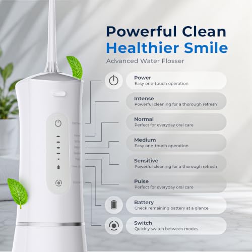 Hevva Cordless Water Flosser, 300ML Portable Dental Irrigator with 5 Modes