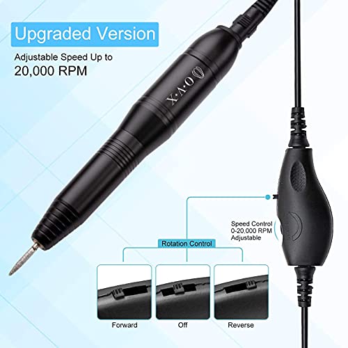 OVX Portable Electric Nail Drill Kit - 20000 RPM Black - 60 Piece Set