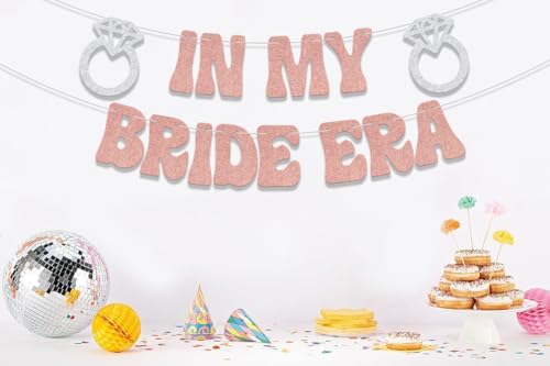 In My Bride Era Banner - Rose Gold Glitter Engagement Party Decor