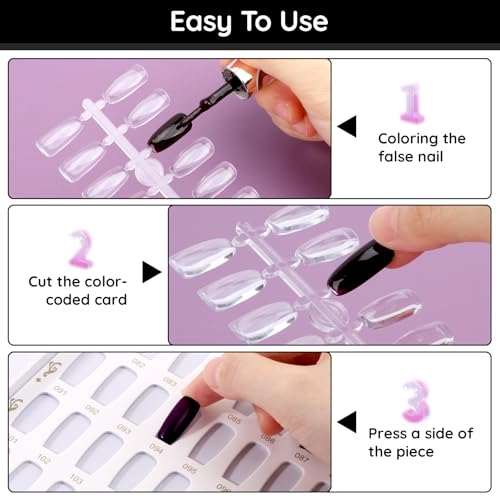 Segbeauty Clear False Nail Tips - Flat Square Nail Art Display Tips 720pcs