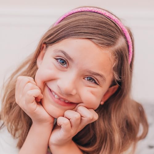 Glitter Headbands for Girls - 6 Pack in Pink, Purple, Gold, Rainbow