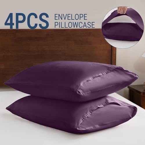 Standard Pillowcases Set of 4 - 20x26 Dark Purple Microfiber