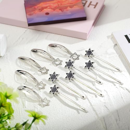 48 Pcs Star of David Kippah Clips - Metal Yarmulke Hair Fasteners