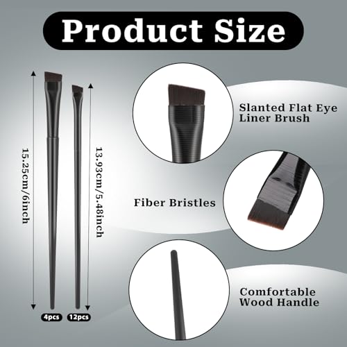 16 Pcs Angled Eyebrow Eyeliner Brushes Set - Ultra Thin Applicator