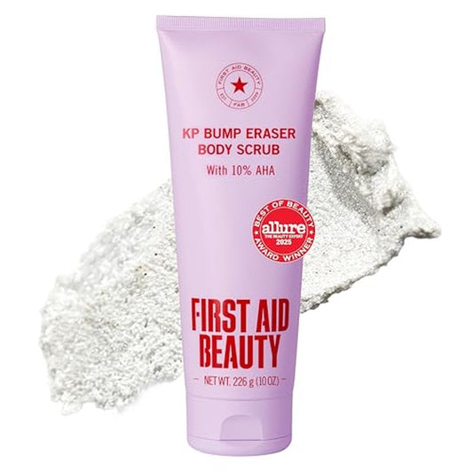 First Aid Beauty KP Bump Eraser Body Scrub with 10% AHA, Keratosis Pilaris Skin Exfoliator with Glycolic and Lactic acids