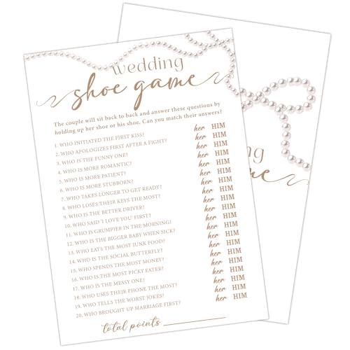 Lesixur Bridal Shower Game Cards for 30 Guests - 5x7 Inches