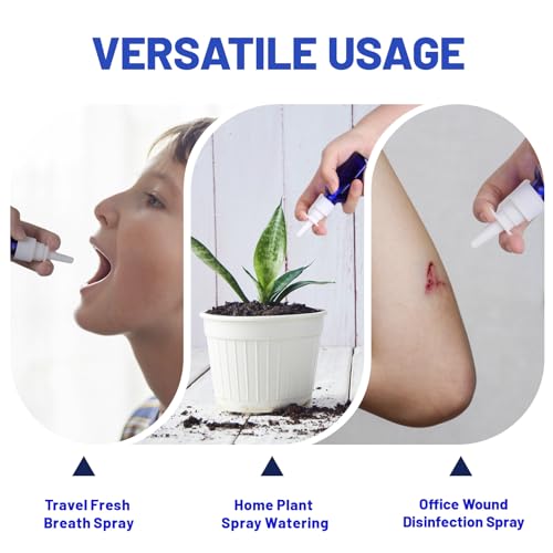 10 Pack Blue Glass Nasal Spray Bottles - Refillable 1 oz Sprayers