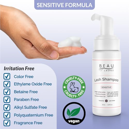 Beau Lashes Eyelash Extension Foam Cleanser Shampoo with Brush (50ml)
