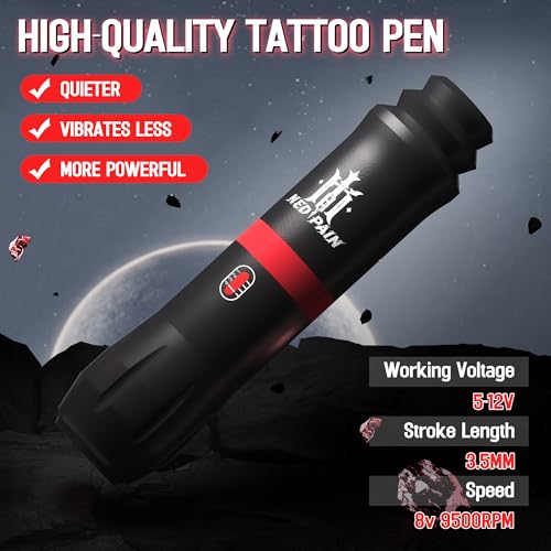 Nedpain Tattoo Machine Kit for Beginners & Professionals - Complete Pen Set with Ink & Needles