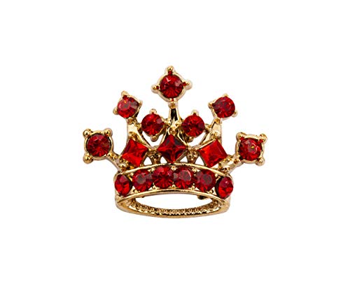 Knighthood Golden Crown Lapel Pin Brooch with Red Stone Detail