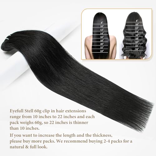 Clip-In Human Hair Extensions 14 Inch Natural Black Brazilian Straight 60G