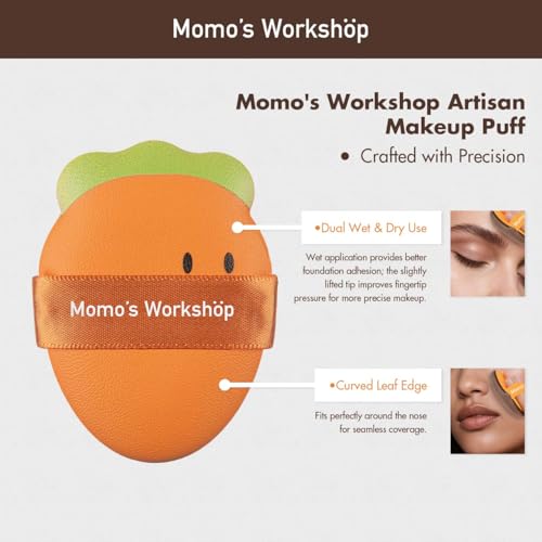 Momo's Workshop Carrot Makeup Sponge Set - 2 Pcs Hydrophilic PU Sponges