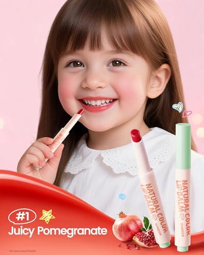 RUNBEN Kids Tinted Lip Balm - Juicy Pomegranate Lipstick