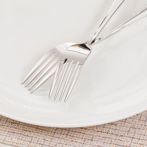 HIKAA 4-Piece Dinner Fork Set - 8-Inch Stainless Steel Cutlery