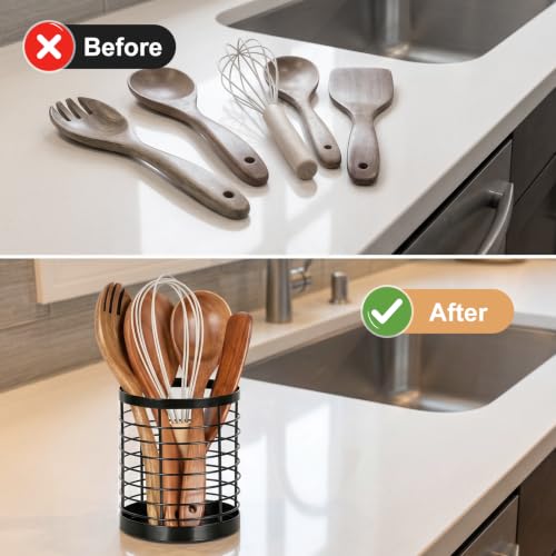 Stainless Steel Utensil Holder for Kitchen Counter - Space-Saving Design