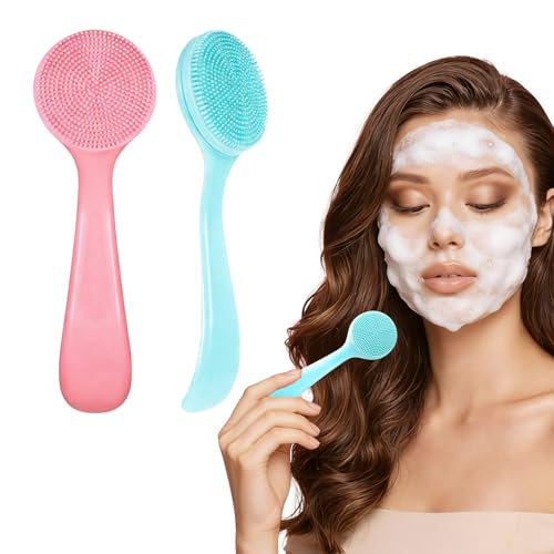 Silicone Facial Cleansing Brush Set - 2 Pcs Waterproof Scrubbers