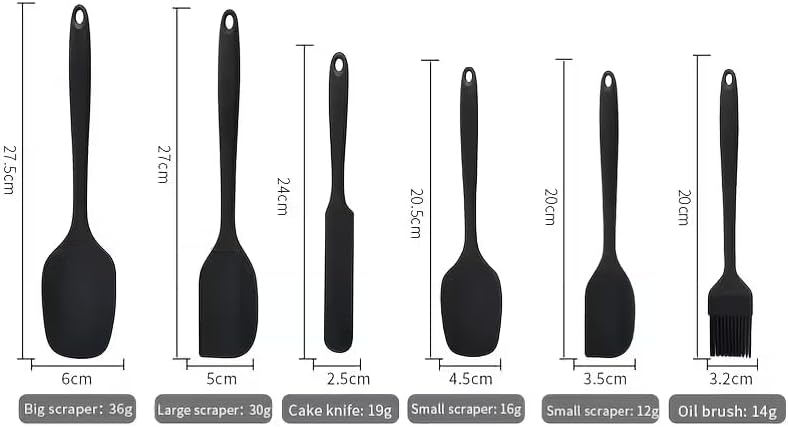 Silicone Spatula Set - 6 Heat Resistant Kitchen Spatulas | Non-Toxic, Ergonomic Grip for Nonstick Cookware