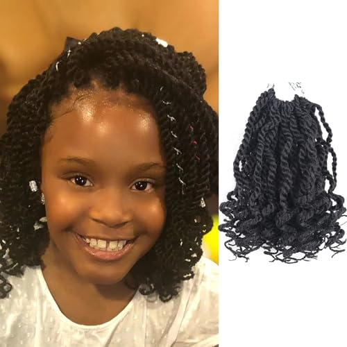 Aeagoo 6 Inch Wavy Senegalese Twist Crochet Braids - 8 Packs, Color 1B