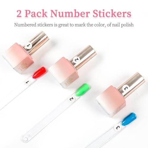 Clear Nail Swatch Sticks - 100 Pcs with Ring & Number Stickers