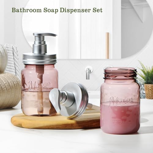 Amolliar 16 Oz Vintage Rose Soap Dispenser Set with Pump - 2 Pack