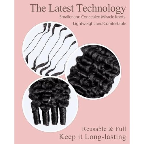 Human Crochet Hair for Black Women, 18 Inch Feather Human Hair Crochet Extensions 55g 40 Strands, Miracle Knots Hair Bundles, Soft Lightweight Burmese Curly Texture for Protective Styles