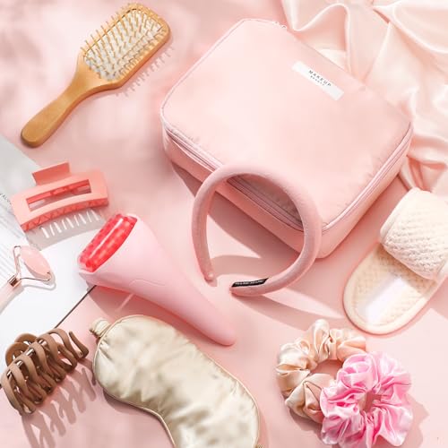 Pink Spa Gift Basket for Women - Birthday & Relaxation Set with Cosmetic Bag & Facial Tools