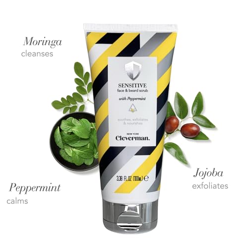 Cleverman Sensitive Face & Beard Scrub 100ml - Gentle Exfoliating Cleanser for Men