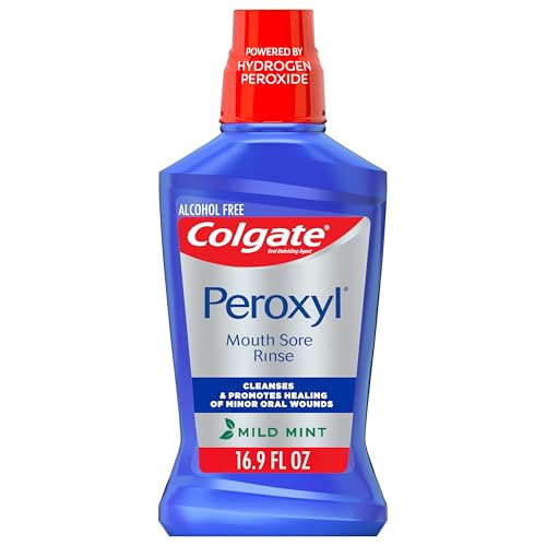 Colgate Peroxyl Antiseptic Mouth Sore Rinse, Alcohol-Free, Mint, 16.9 fl oz (Pack of 1) - Promotes Healing of Oral Wounds