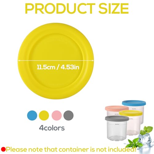 Silicone Ice Cream Container Lids - 4 Pack for Ninja Creami