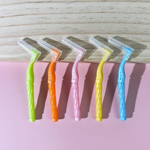 Maoerdental 50Pcs Interdental Brushes Angled L-Shaped 0.6-1.5mm Docking Case
