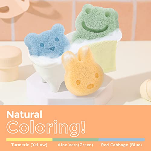 myHomeBody Konjac Sponge Set - 3 Cute Shapes for Kids Bathing