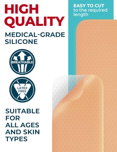 Medical Silicone Scar Sheets - 6 Reusable Strips for C-Section & Keloid Scars