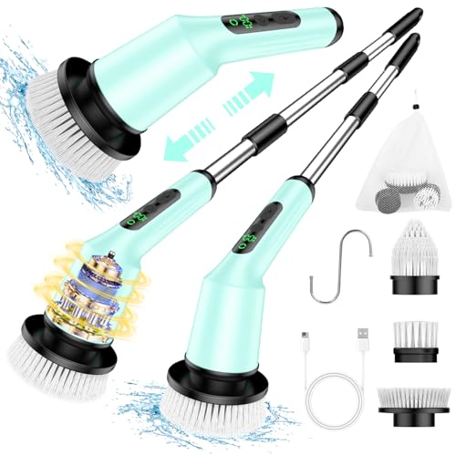 CTMAST Cordless Electric Spin Scrubber with 53-Inch Adjustable Pole