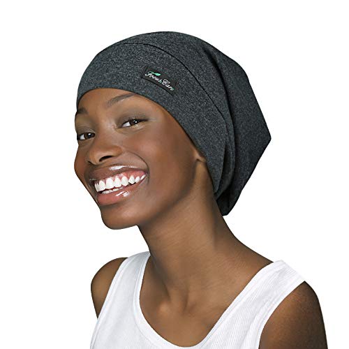FocusCare Satin Lined Sleep Cap - Dark Heather Grey for Curly Hair