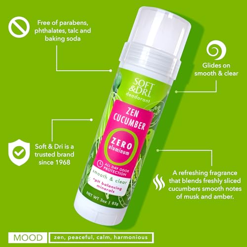 Soft & Dri Zen Cucumber Deodorant Stick 3 oz - 3 Pack