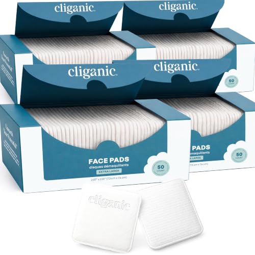 Cliganic Extra Large Face Pads - 200 Count, Dual-Sided & Lint-Free