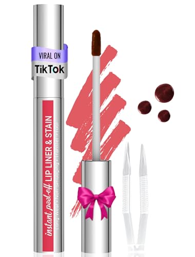 Vevivia Peel Off Lip Stain & Lip Liner - Long Lasting, Waterproof, Natural Cocoa Shade
