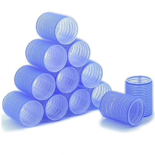 Large 12 Pack Self Grip Hair Rollers - Random Color for DIY Curls
