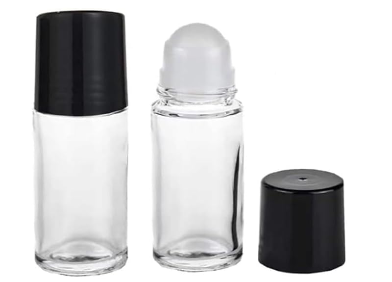 30ML Refillable Glass Essential Oil Roller Bottles Set - Black, Portable, Leakproof