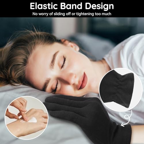 Segbeauty Medium Black Cotton Gloves for Women & Men, Olive 12 Pairs, Moisturizing Overnight Hand Spa
