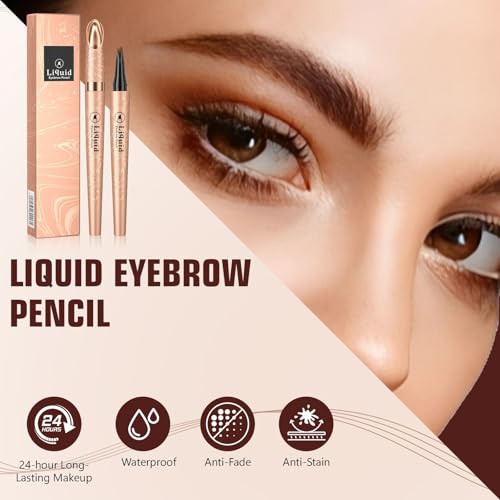4-Fork Tip Eyebrow Pen - Lift & Snatch Brow Pencil, 2 PCS Dark Brown