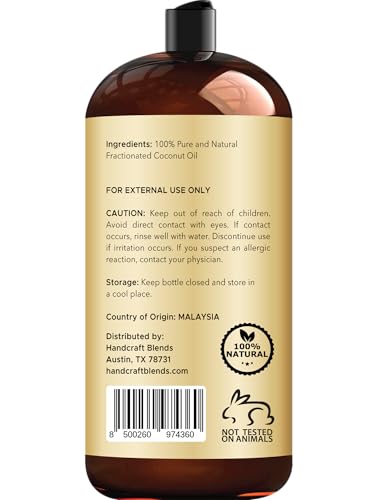 Fractionated Coconut Oil - 28 Fl Oz - 100% Pure Carrier Oil for Hair & Skin